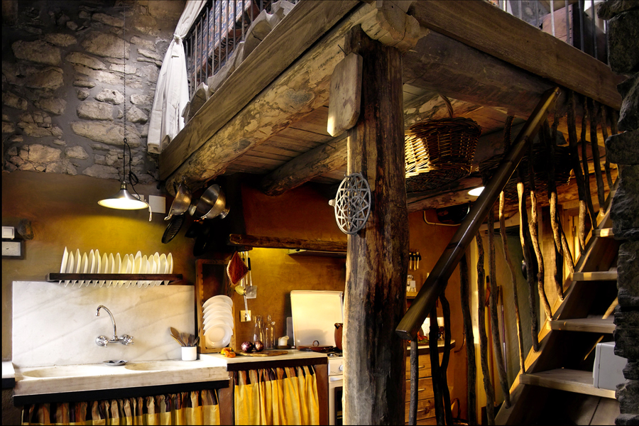 Kitchen and steps up to first floor